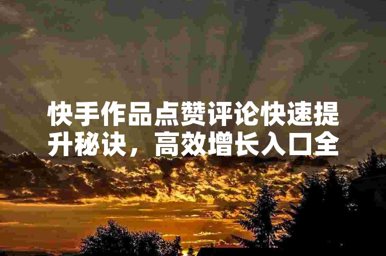 快手作品点赞评论快速提升秘诀，高效增长入口全攻略