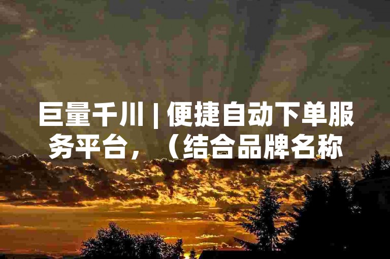 巨量千川 | 便捷自动下单服务平台，（结合品牌名称与用户核心需求，突出便捷与自动下单服务，保留平台属性强化工具属性，简洁且信息完整。）