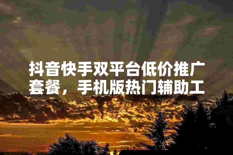 抖音快手双平台低价推广套餐，手机版热门辅助工具一键引流方案