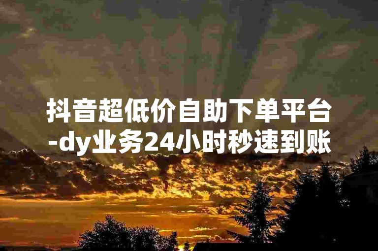 抖音超低价自助下单平台-dy业务24小时秒速到账